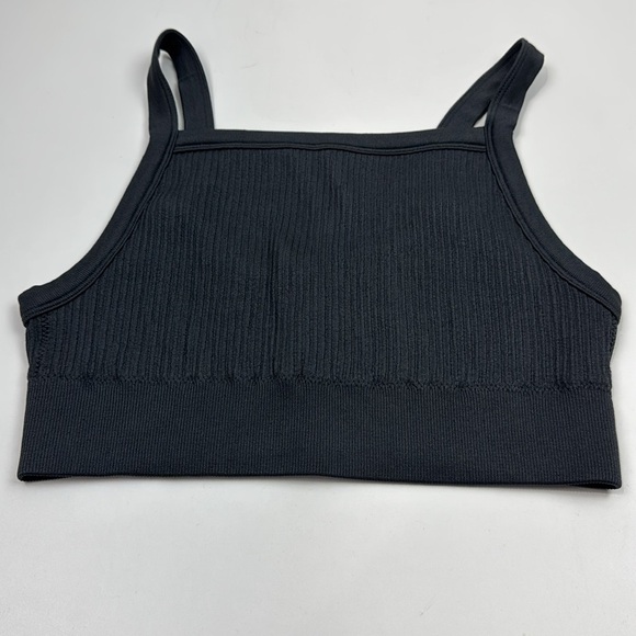 Harlow Charcoal Ribbed Crop Top - Picture 2 of 8